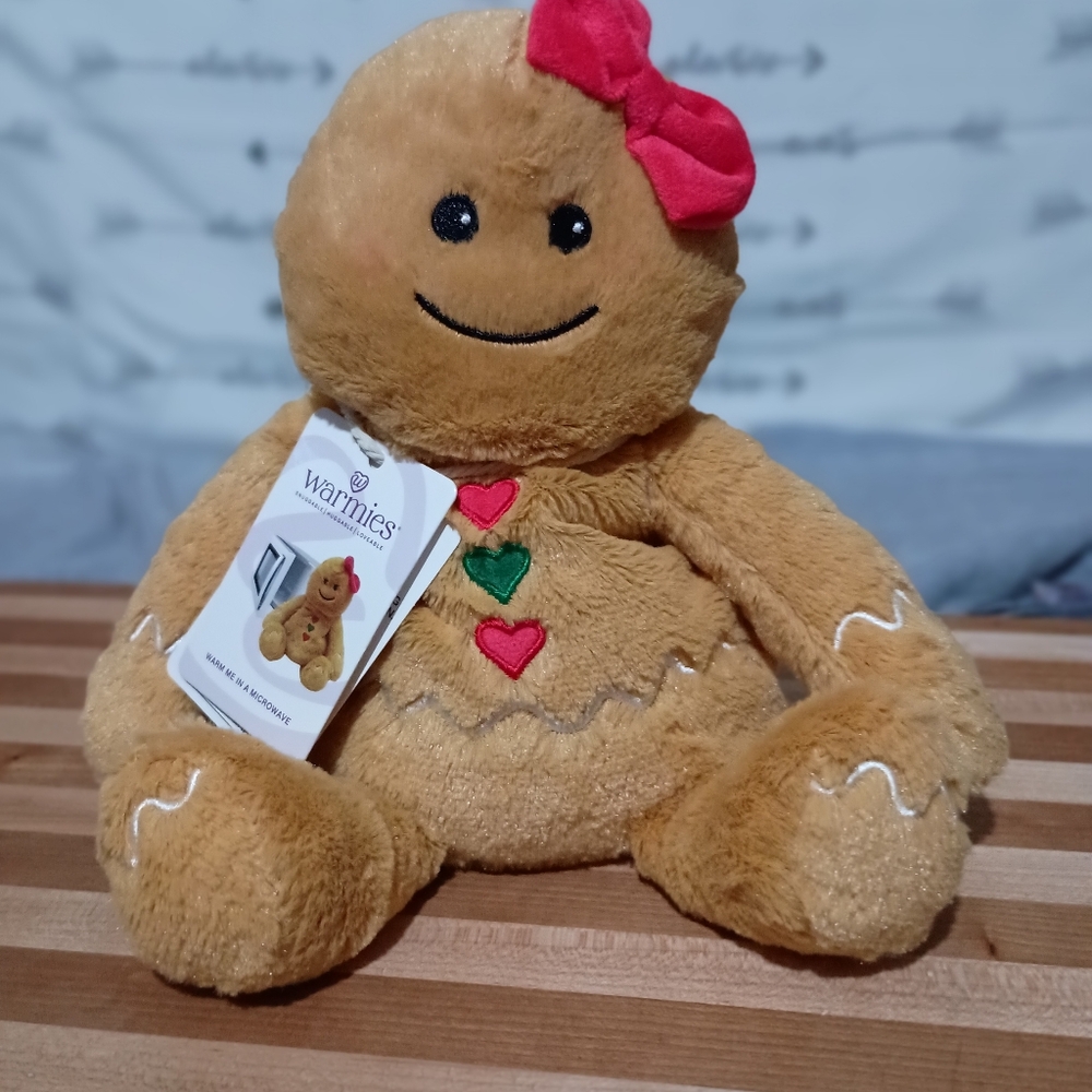 Warmies Gingerbread Plush with Red Bow